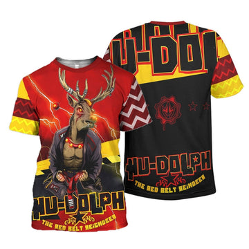 Hudolph The Red Belt Reindeer T - shirt - BattleFitGear