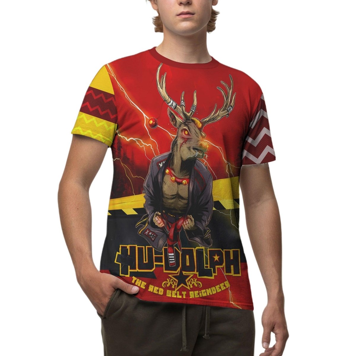 Hudolph The Red Belt Reindeer T - shirt - BattleFitGear