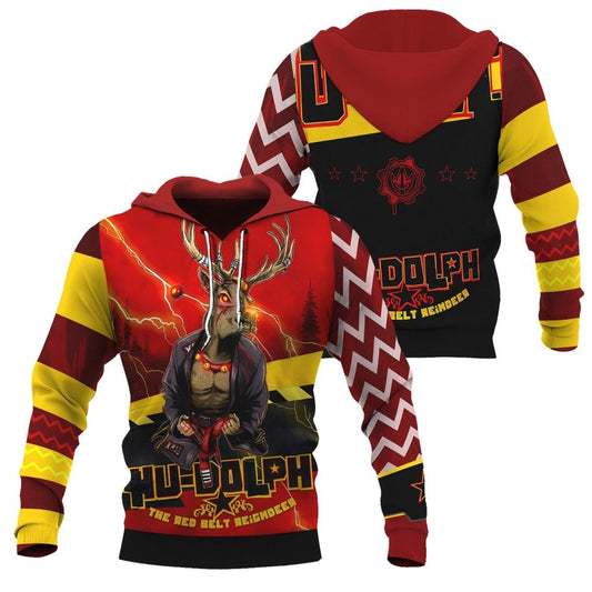 Hudolph The Red Belt Reindeer Pullover & Zip Hoodie - BattleFitGear