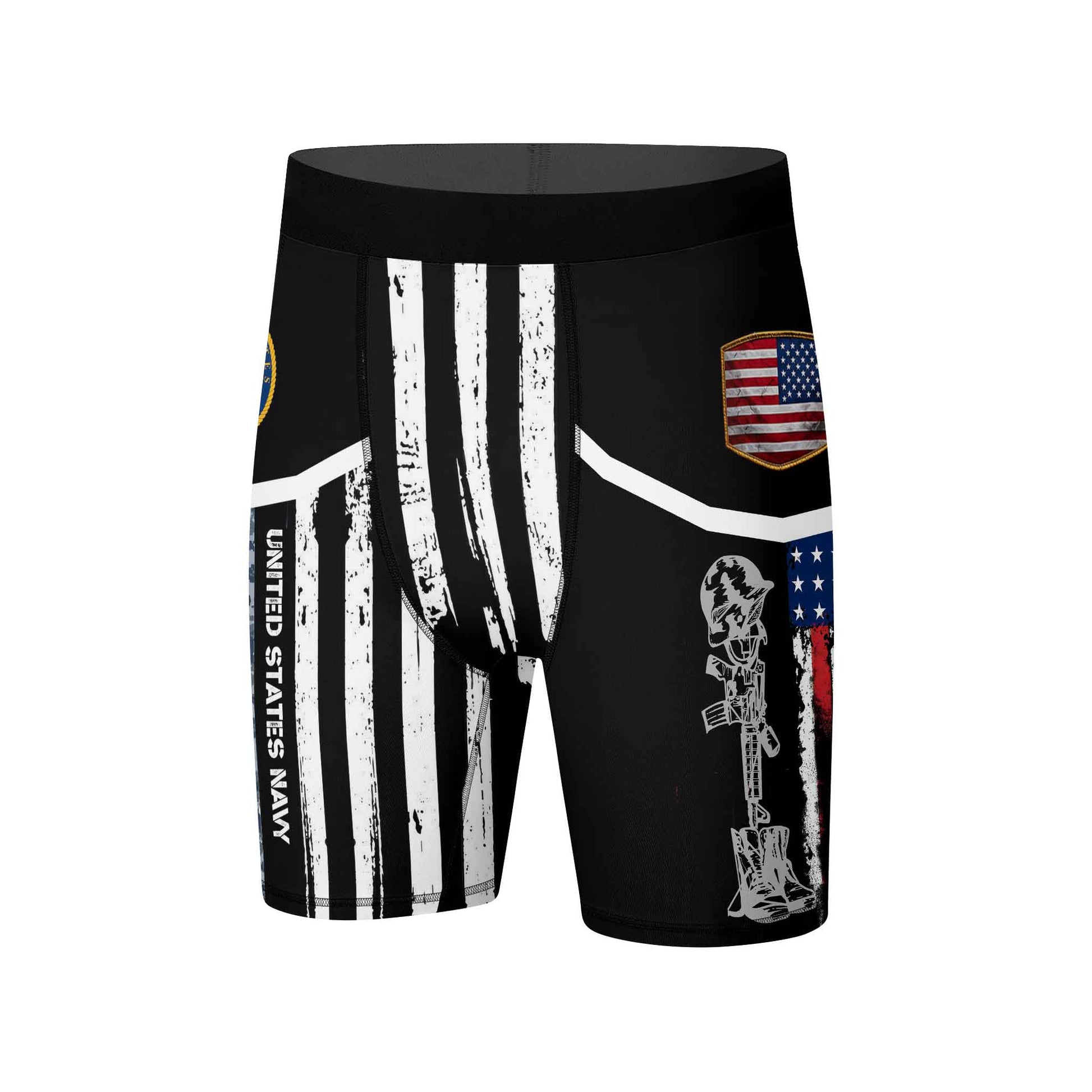 Navy US Flag Compression Shorts