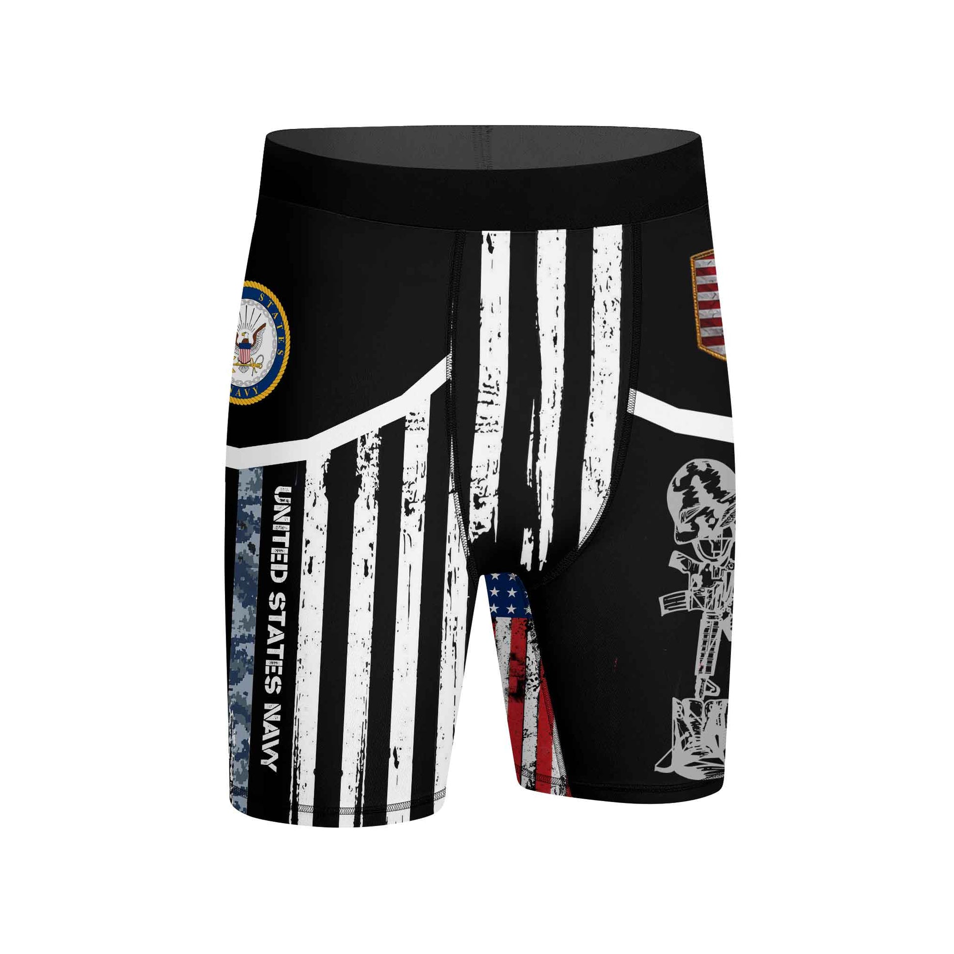 Navy US Flag Compression Shorts