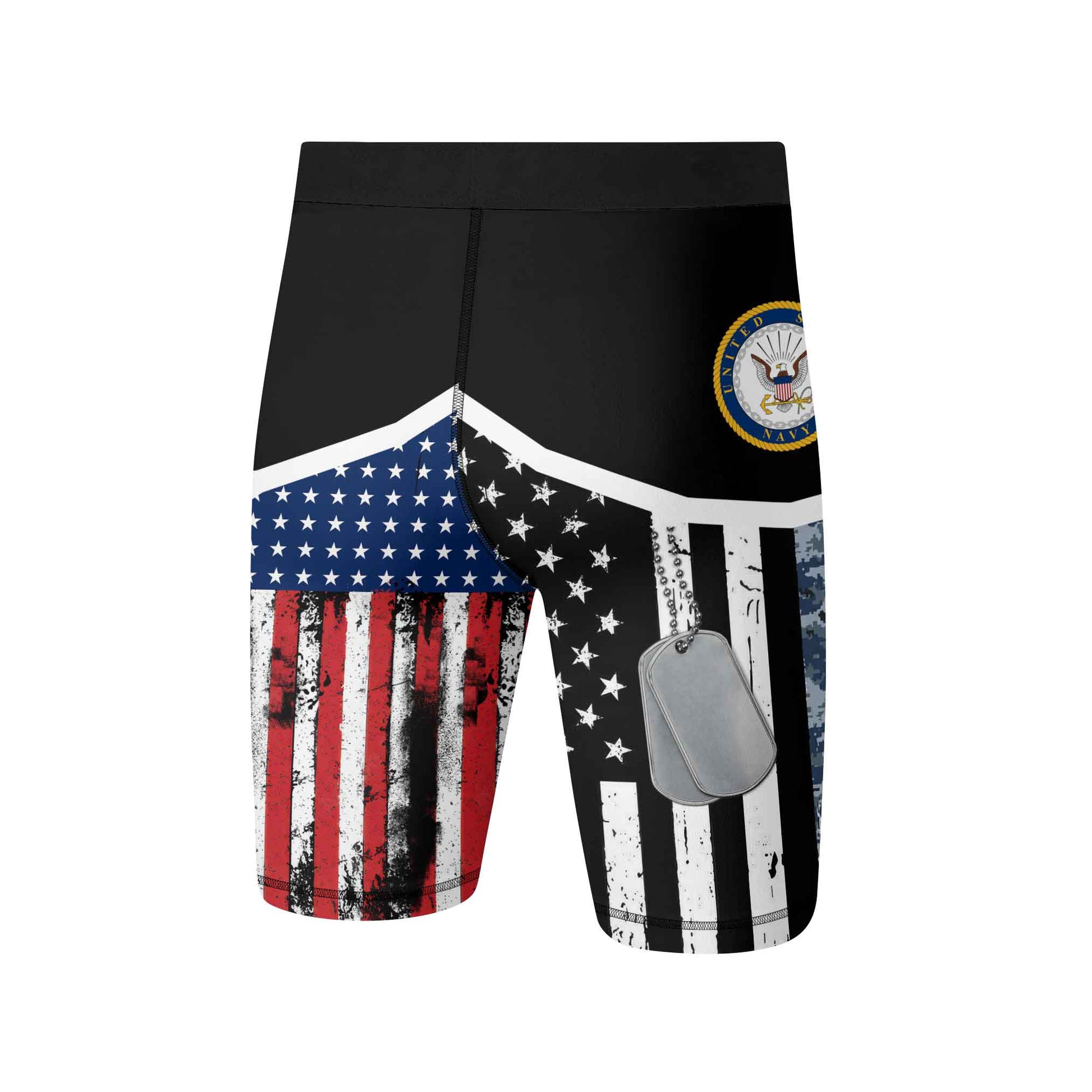 Navy US Flag Compression Shorts