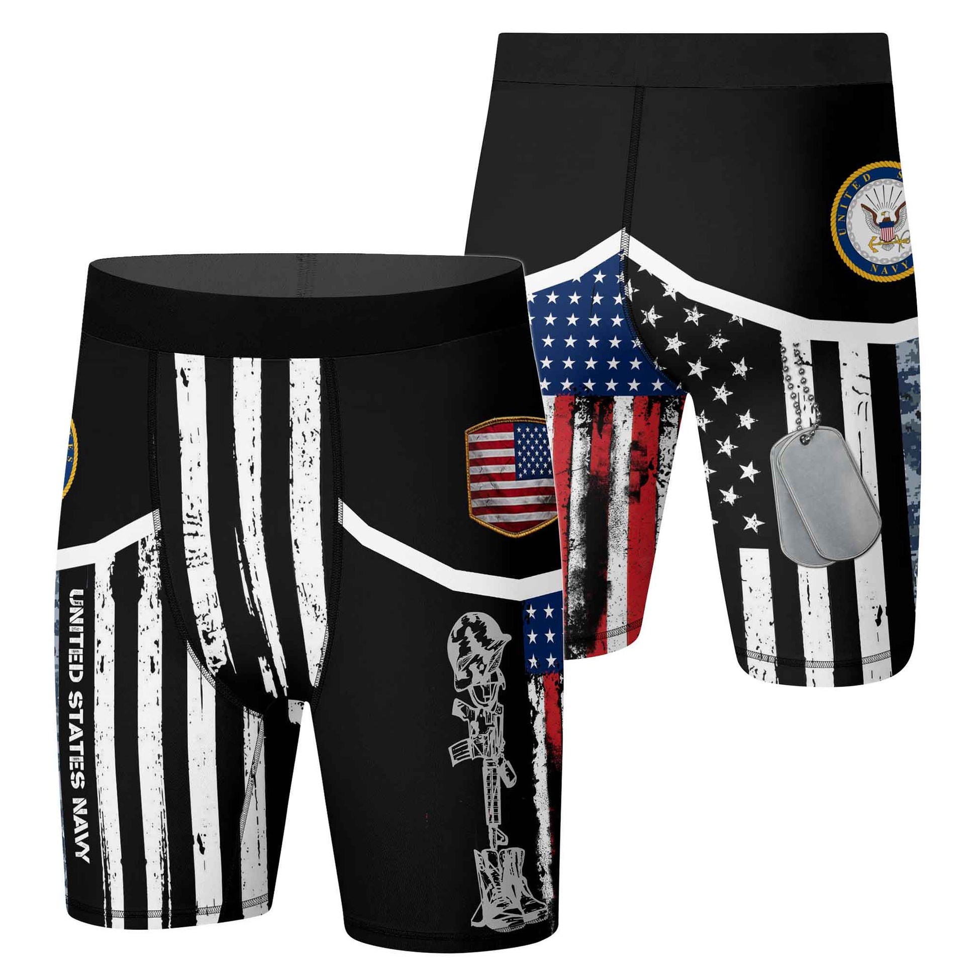 Navy US Flag Compression Shorts