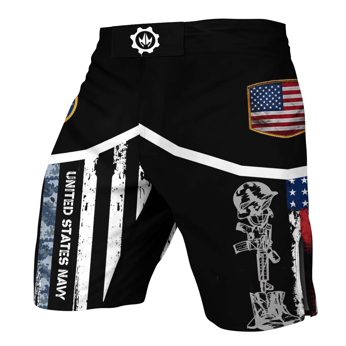 Navy US Flag Fight Shorts