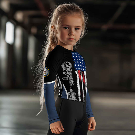 Navy US Flag Kids Rash Guard