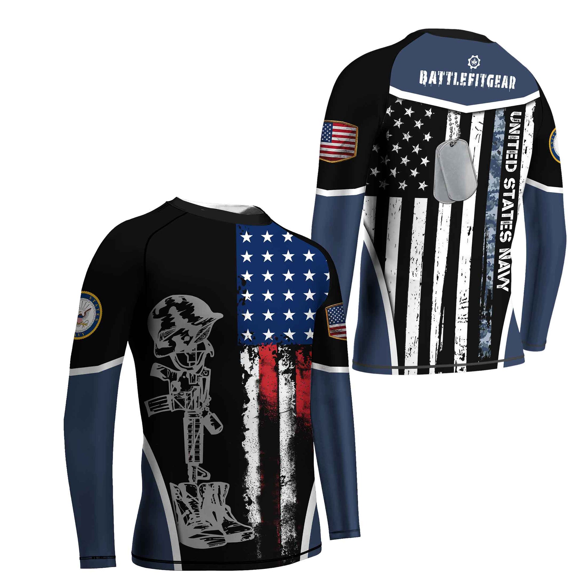 Navy US Flag Kids Rash Guard