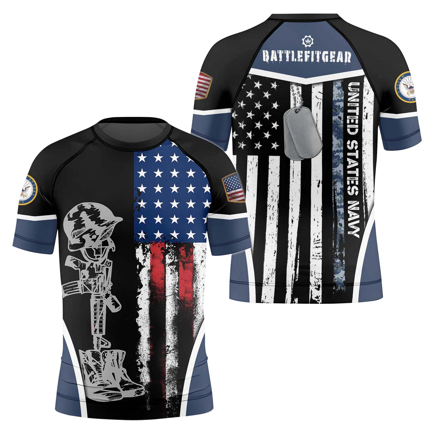 Navy US Flag Kids Rash Guard