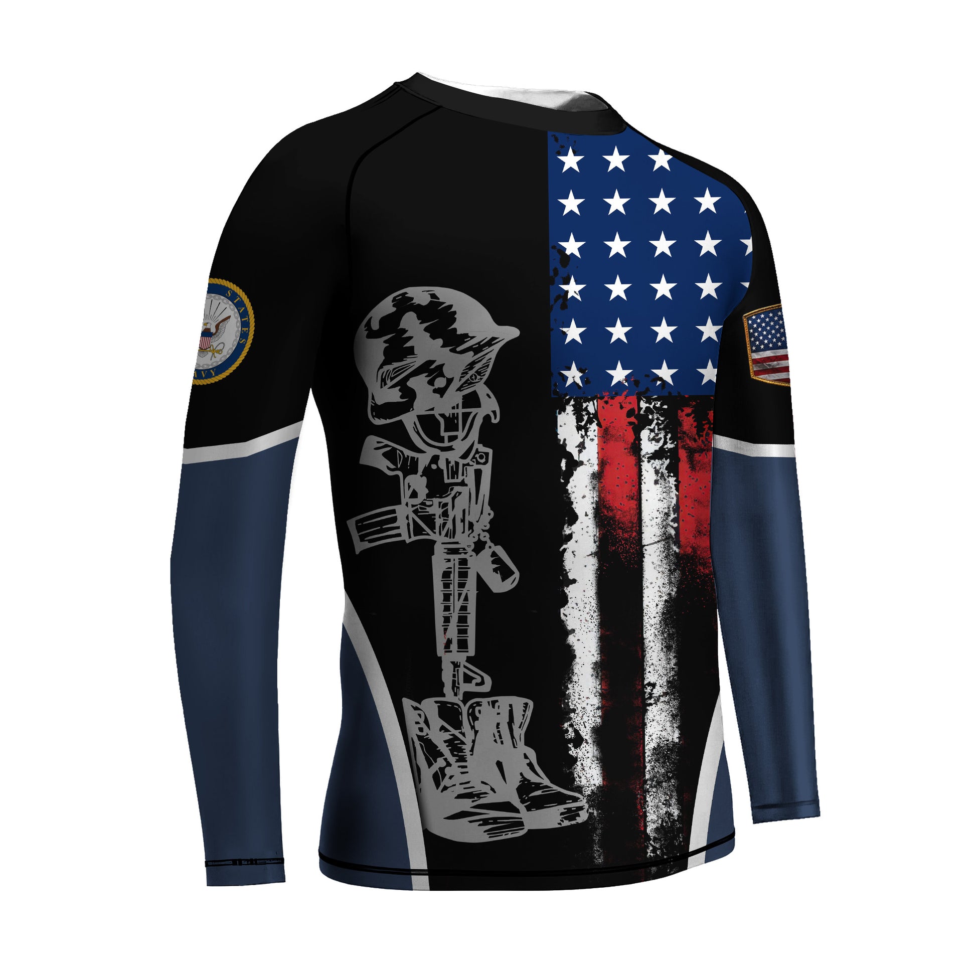 Navy US Flag Kids Rash Guard