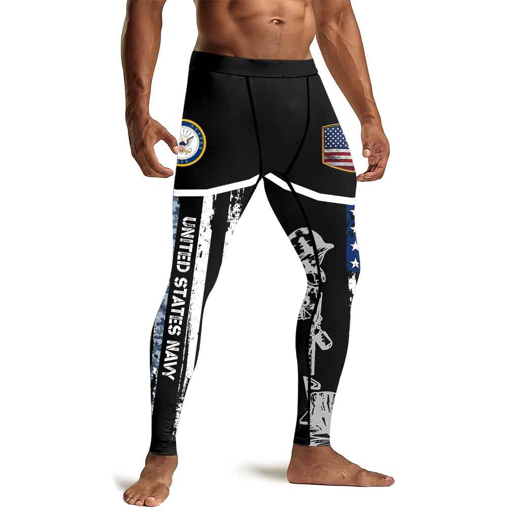 Navy US Flag Men's Compression Leggings