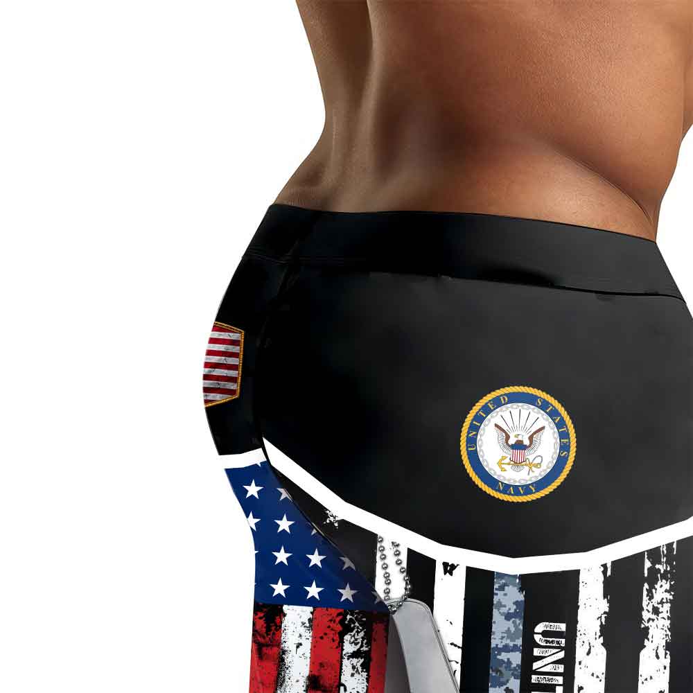 Navy US Flag Men's Compression Leggings
