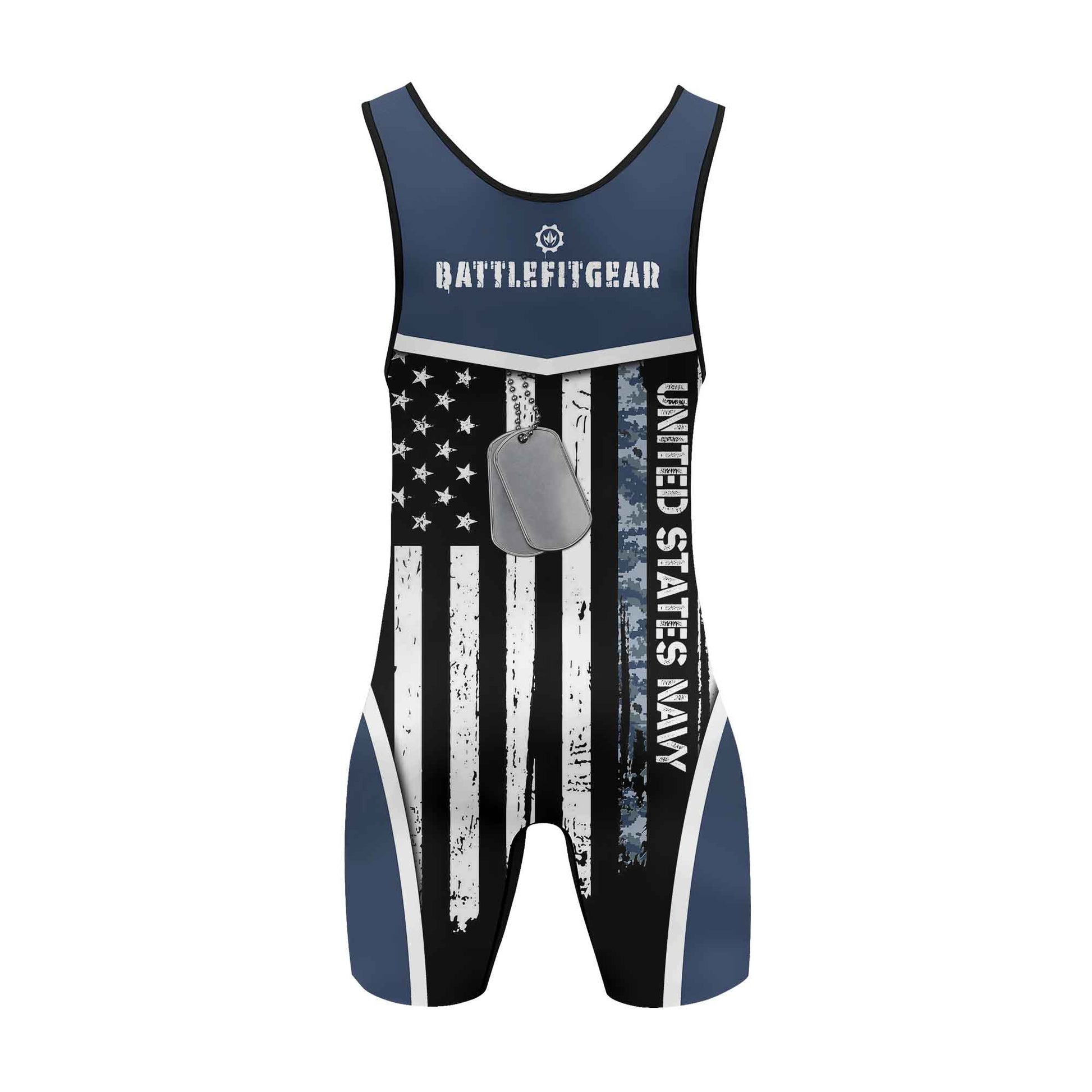 Navy US Flag Wrestling Singlets