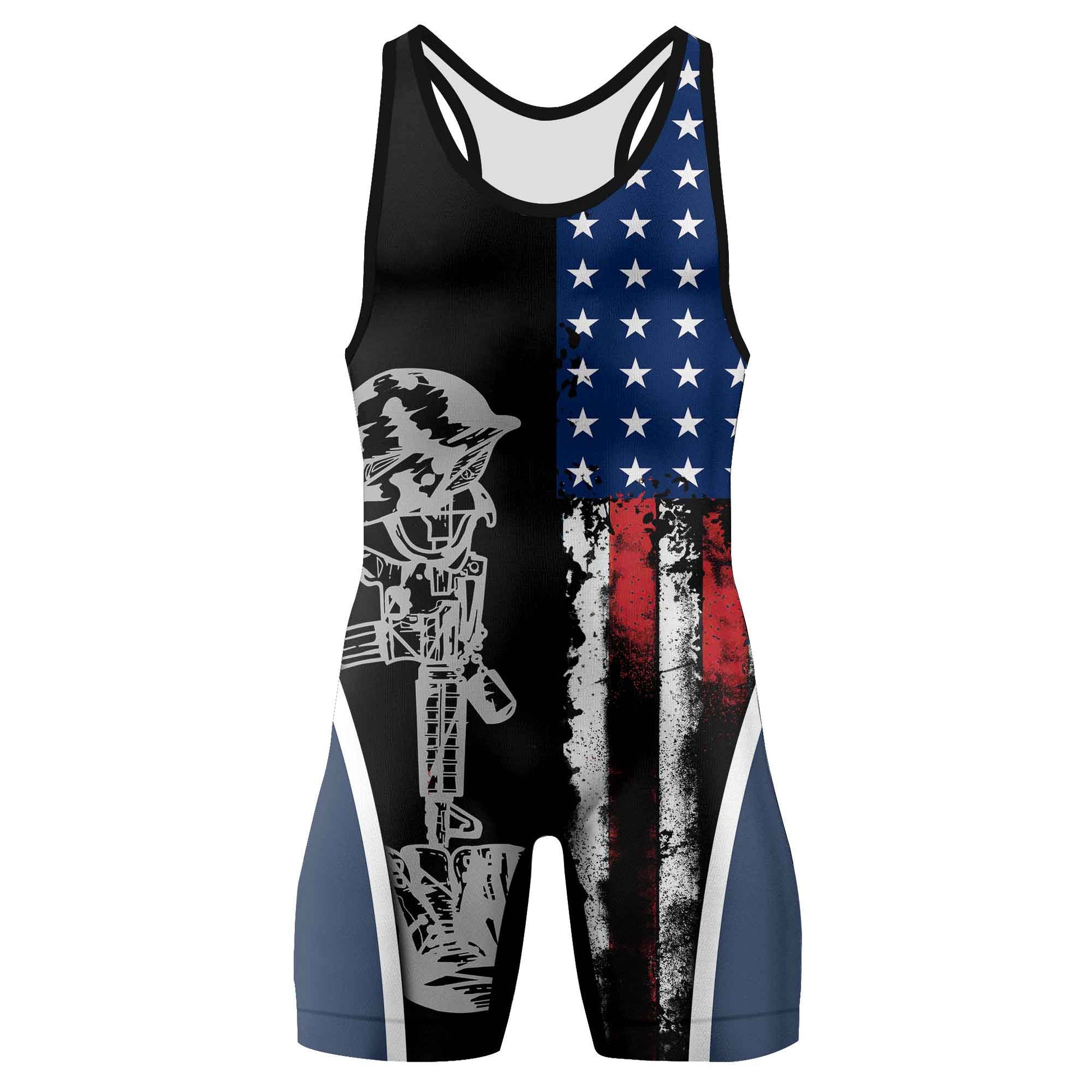 Navy US Flag Wrestling Singlets