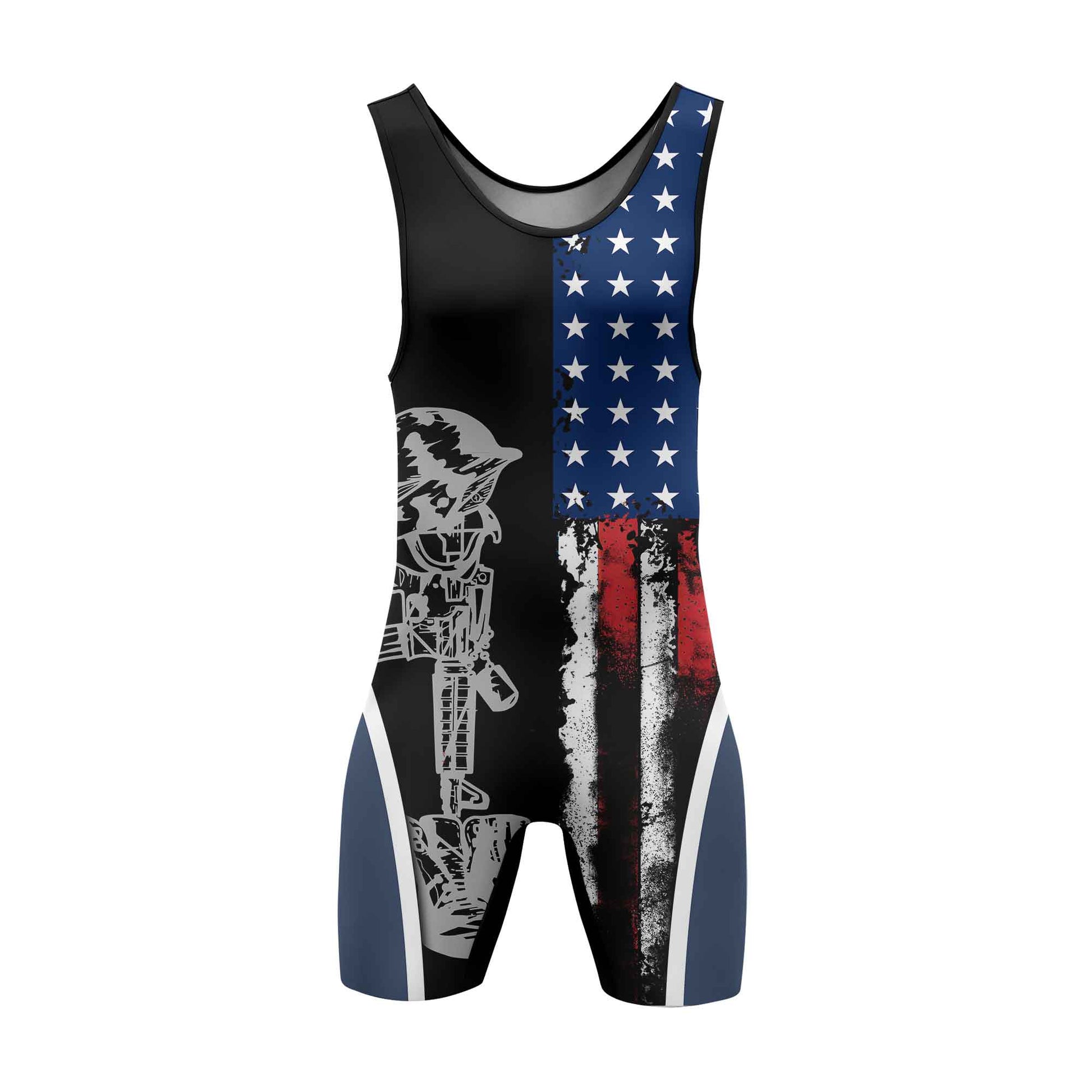 Navy US Flag Wrestling Singlets