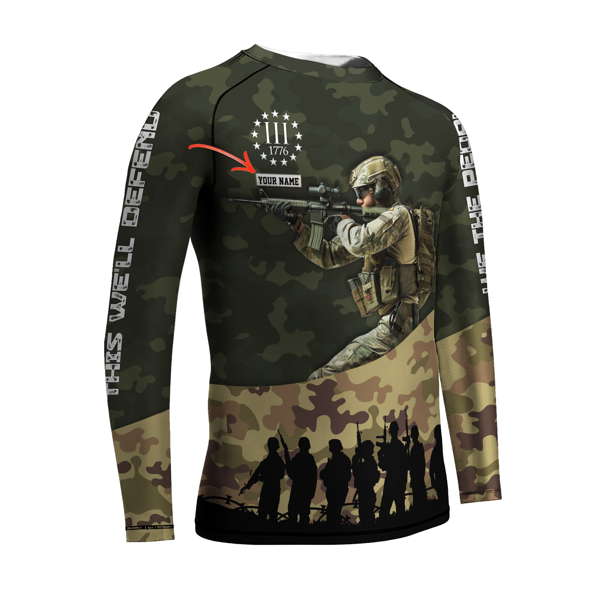 Personalized 1776 US Army Kids Rash Guard