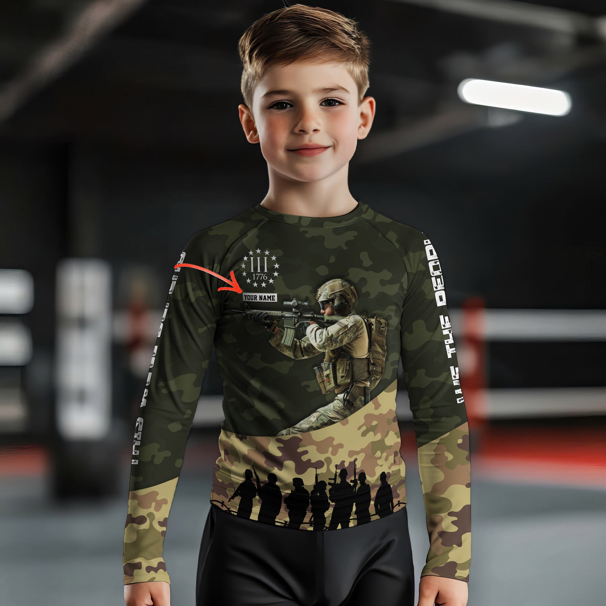 Personalized 1776 US Army Kids Rash Guard