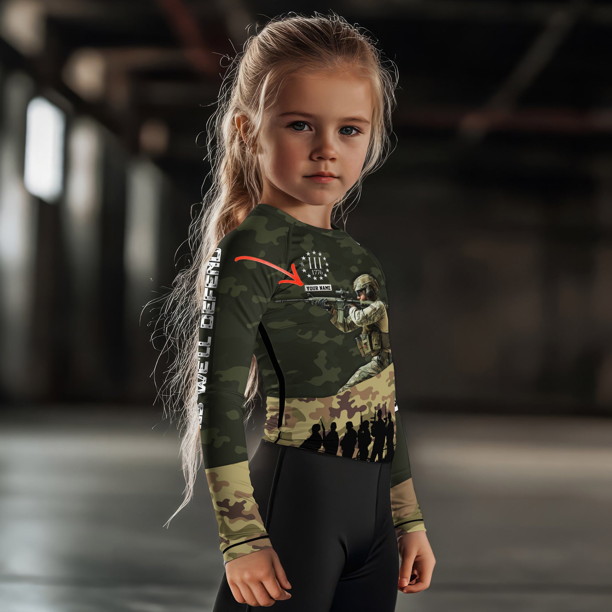 Personalized 1776 US Army Kids Rash Guard