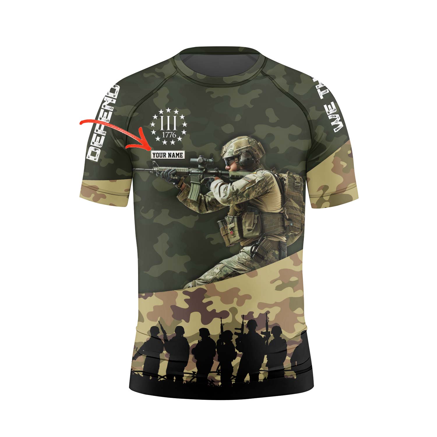 Personalized 1776 US Army Kids Rash Guard