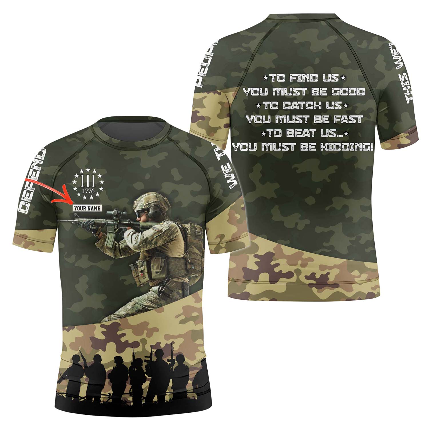 Personalized 1776 US Army Kids Rash Guard