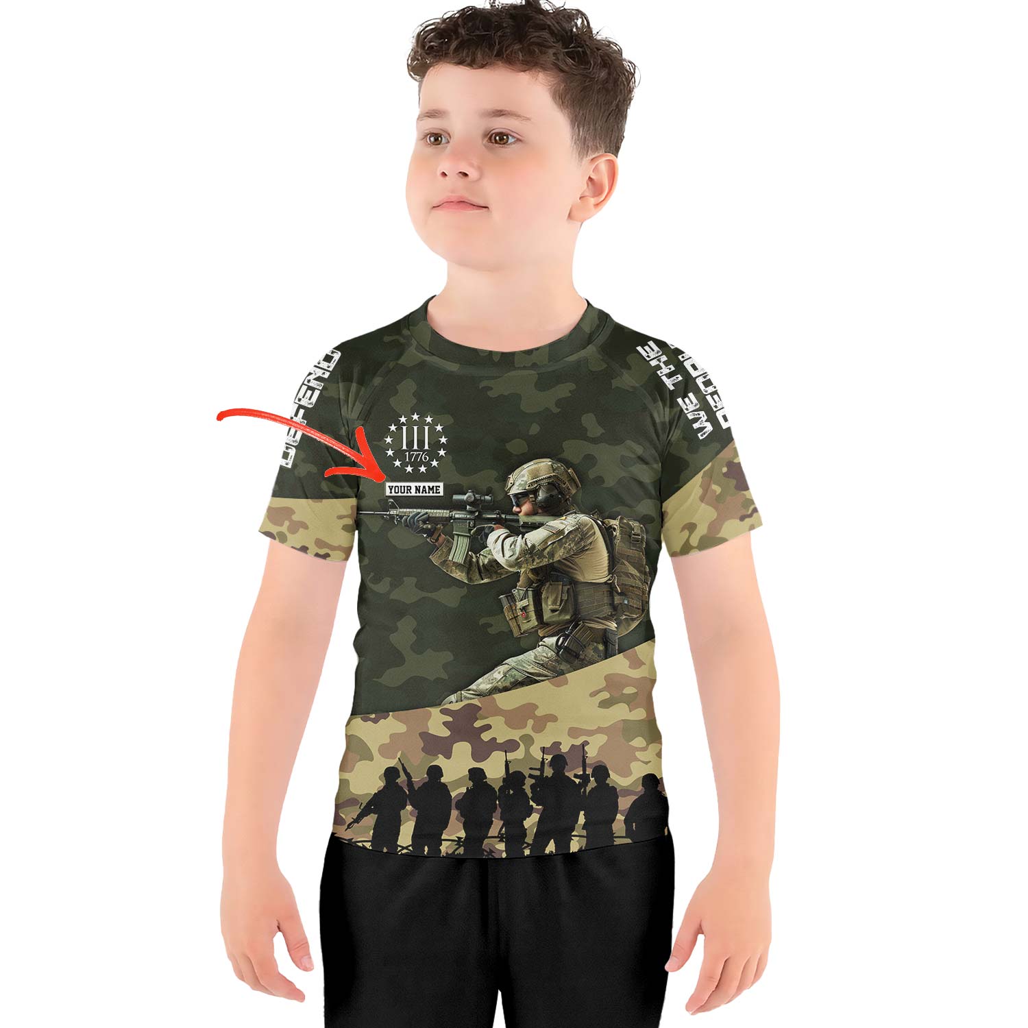 Personalized 1776 US Army Kids Rash Guard