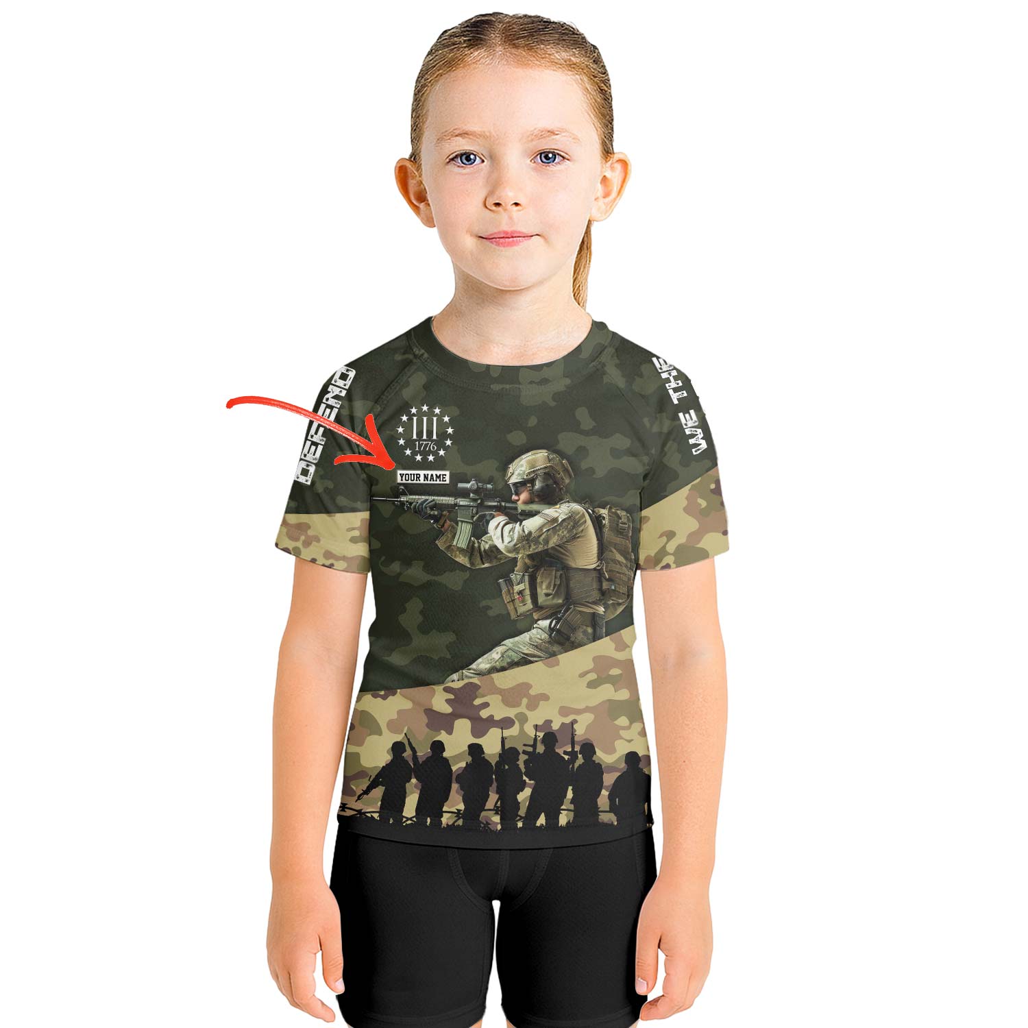 Personalized 1776 US Army Kids Rash Guard