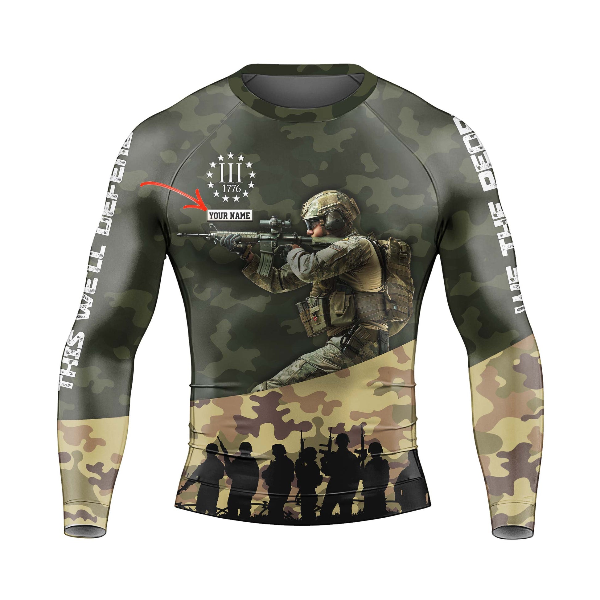 Personalized 1776 US Army Men's Long Sleeve Rash Guard