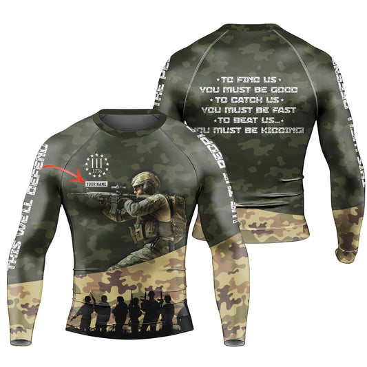 Personalized 1776 US Army Men's Long Sleeve Rash Guard
