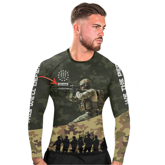 Personalized 1776 US Army Men's Long Sleeve Rash Guard