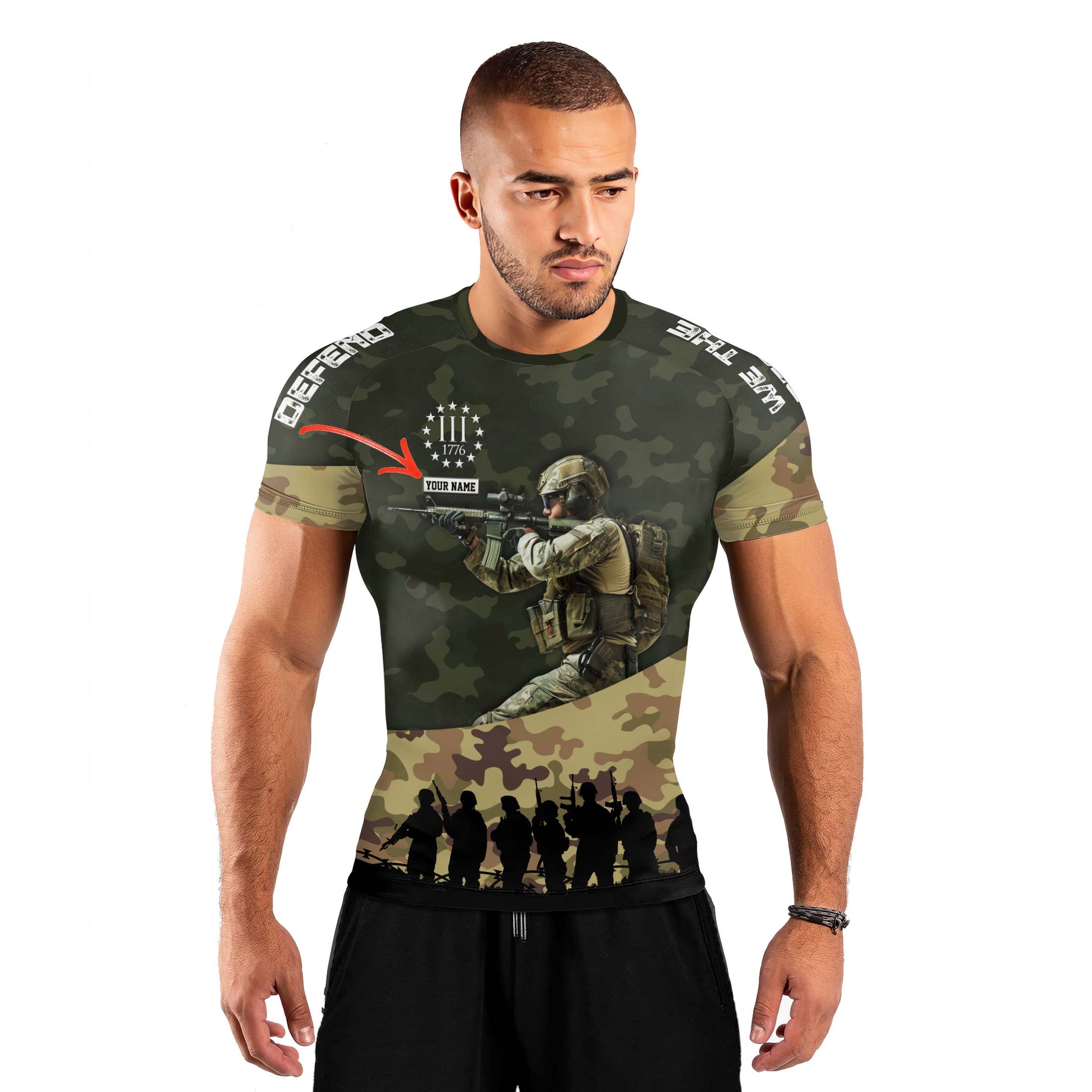 Personalized 1776 US Army Men's Short Sleeve Rash Guard