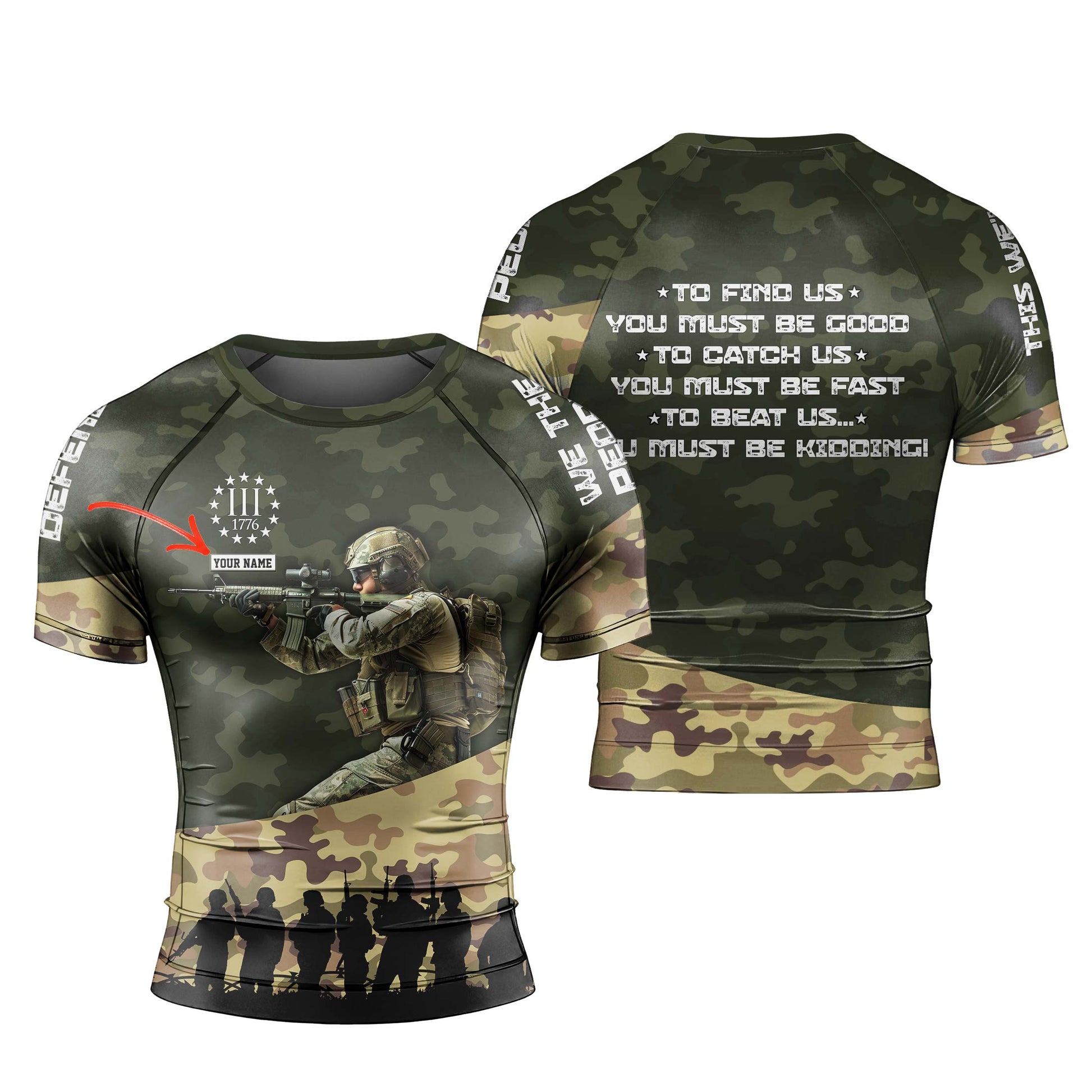 Personalized 1776 US Army Men's Short Sleeve Rash Guard