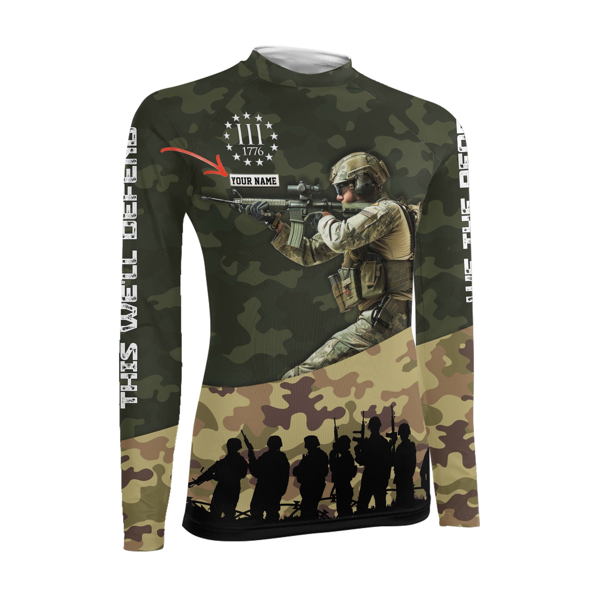 Personalized 1776 US Army Women's Long Sleeve Rash Guard