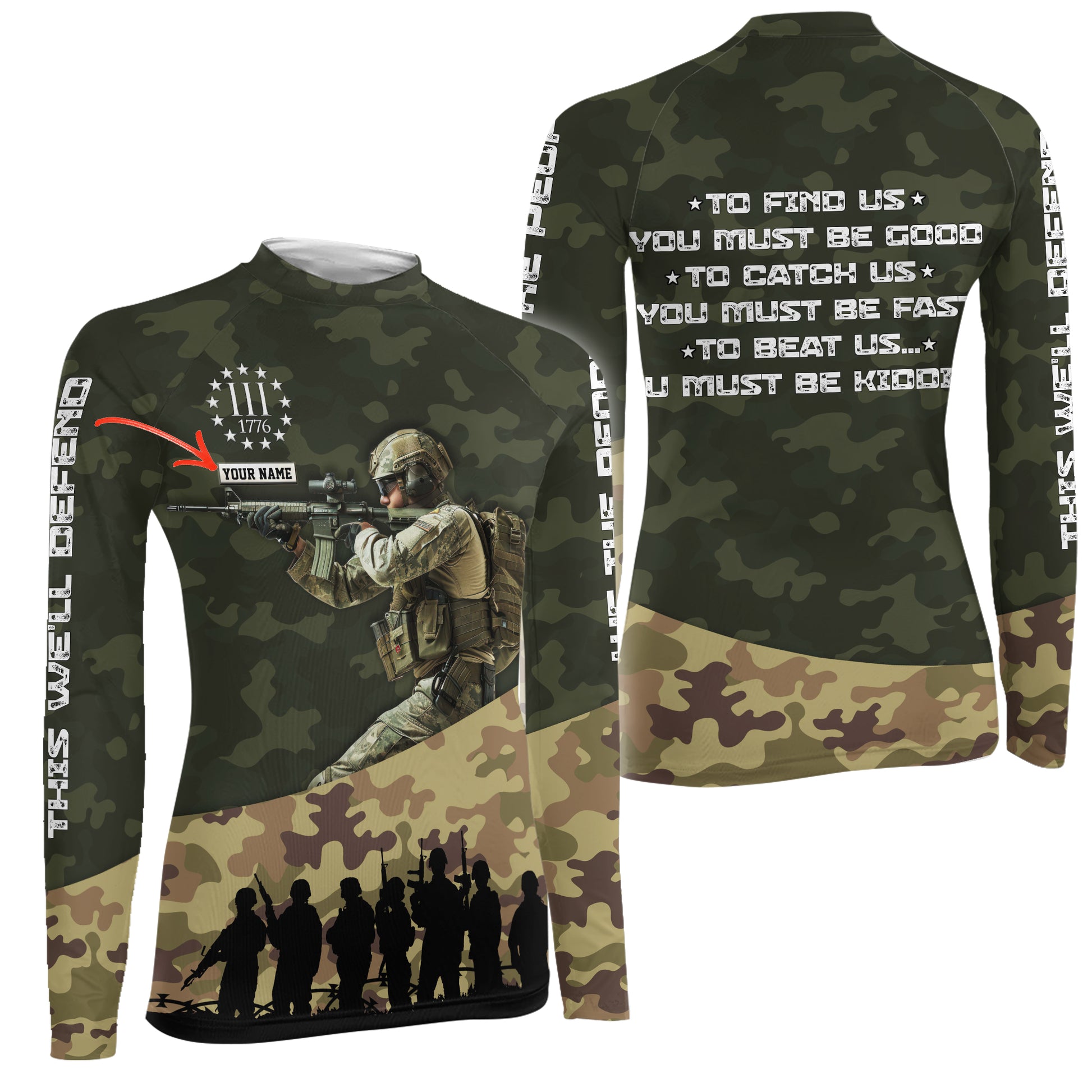 Personalized 1776 US Army Women's Long Sleeve Rash Guard