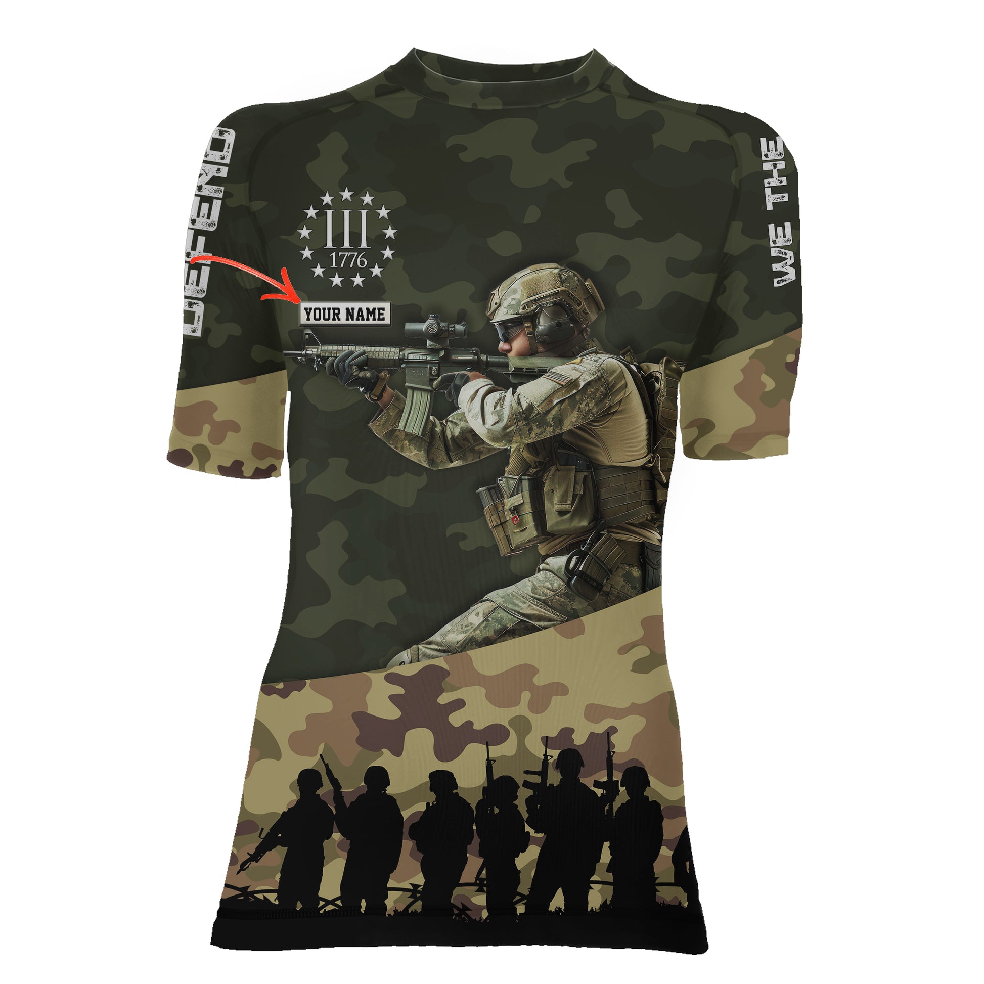 Personalized 1776 US Army Women's Short Sleeve Rash Guard