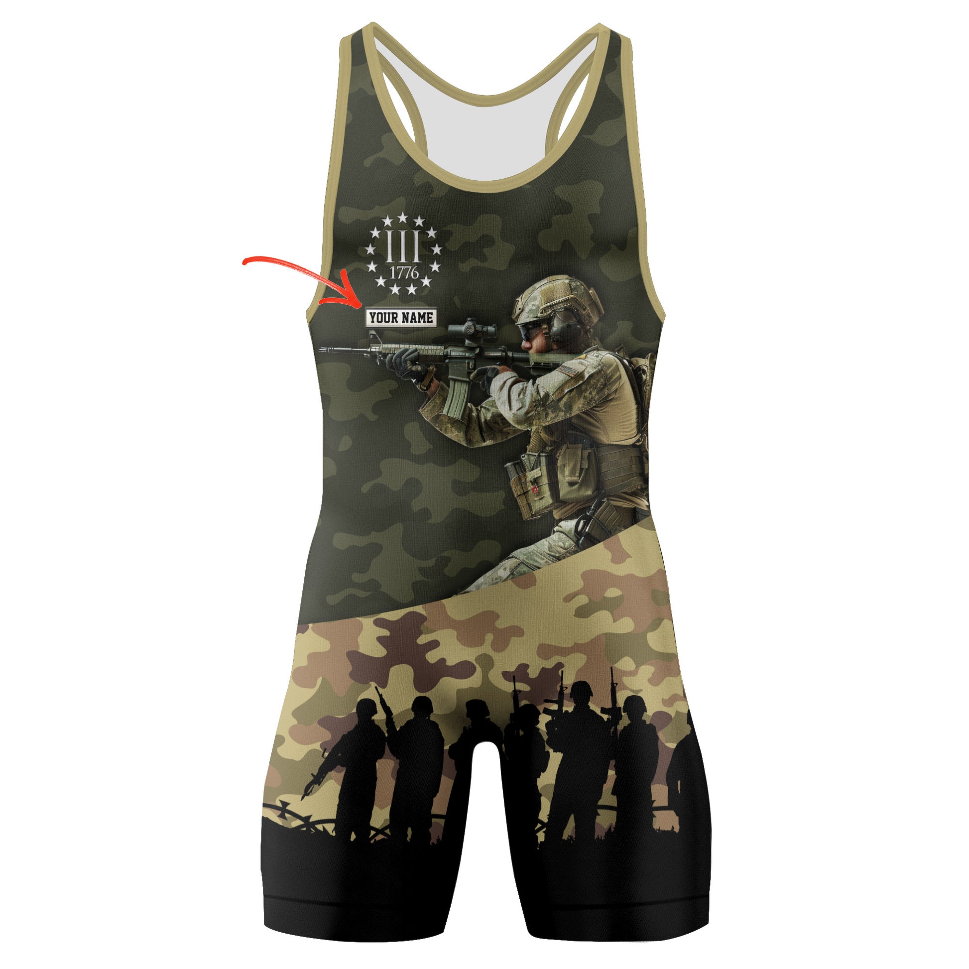 Personalized 1776 US Army Wrestling Singlets
