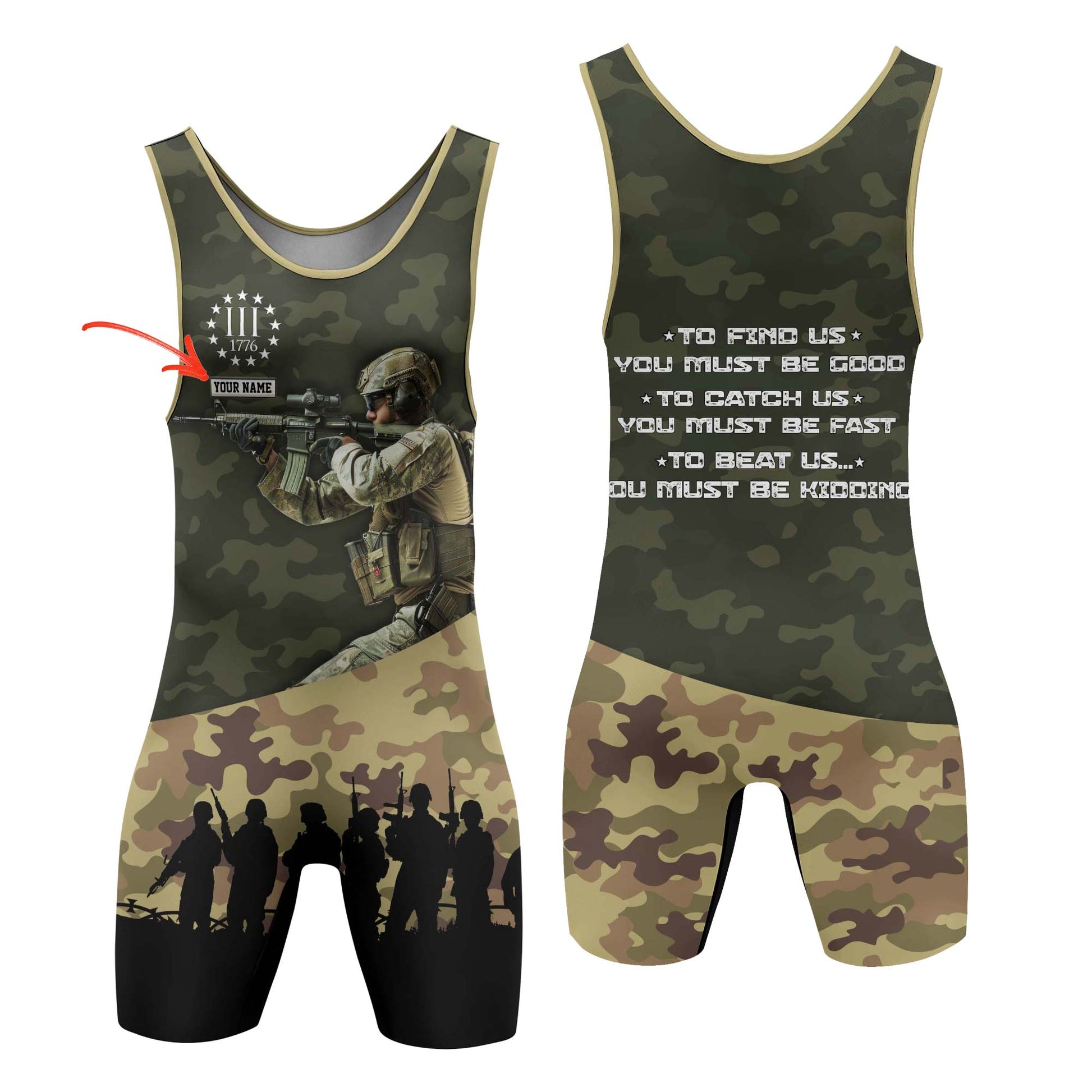Personalized 1776 US Army Wrestling Singlets