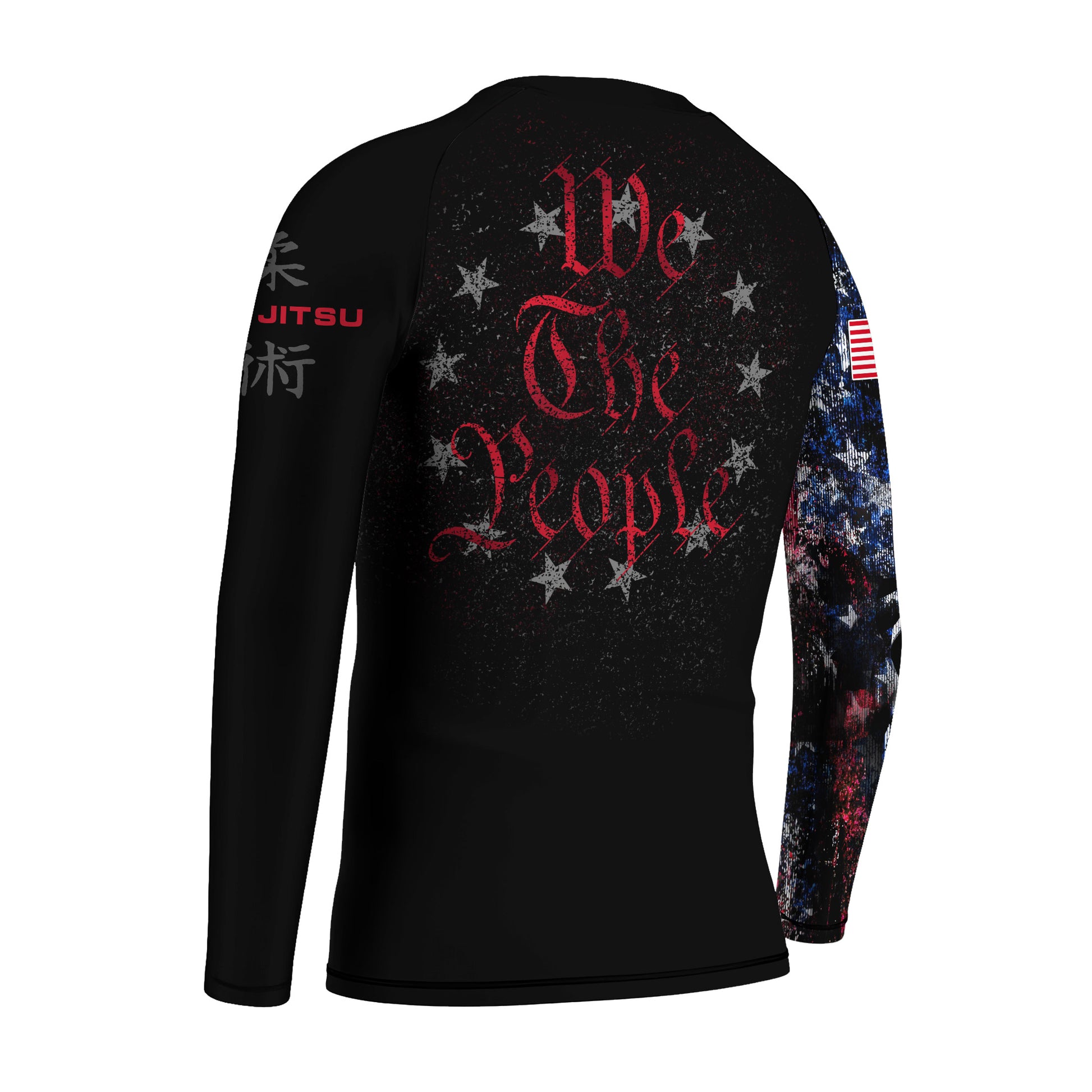 Personalized American Jiu Jitsu Skull Grunge Kids Rash Guard