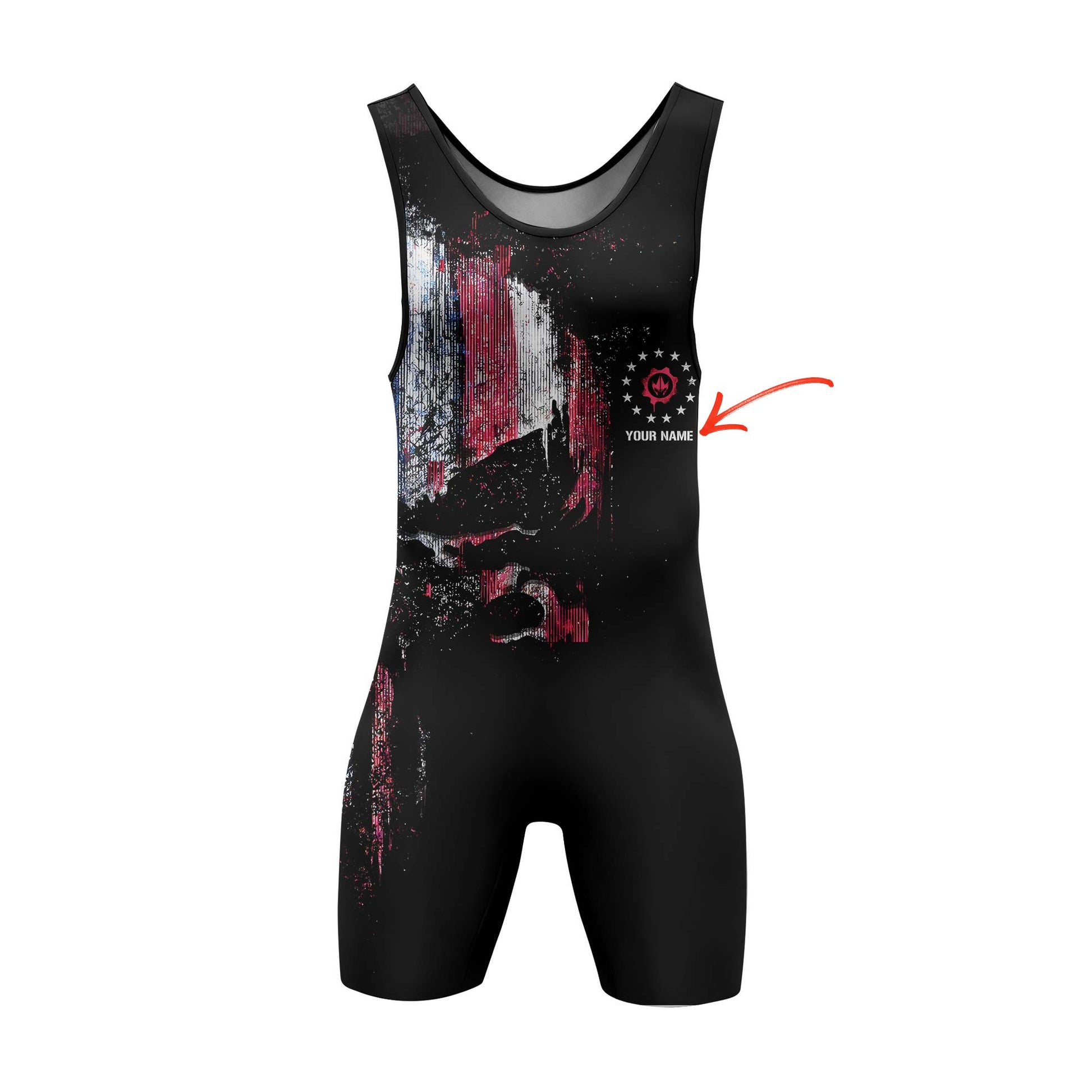 Personalized American Jiu Jitsu Skull Grunge Wrestling Singlets