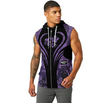 Orchid Series Floral Violet Heart Pattern Sleeveless Pullover & Zip Hoodie - BattleFitGear