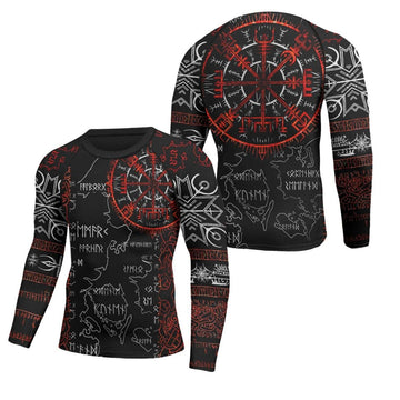 Sol Rune Viking Compass Men's Long Sleeve Rash Guard - BattleFitGear