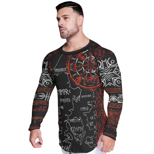 Sol Rune Viking Compass Men's Long Sleeve Rash Guard - BattleFitGear