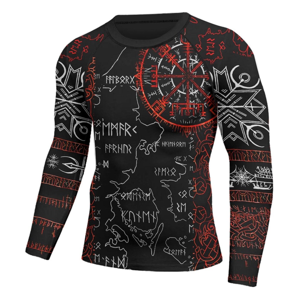 Sol Rune Viking Compass Men's Long Sleeve Rash Guard - BattleFitGear