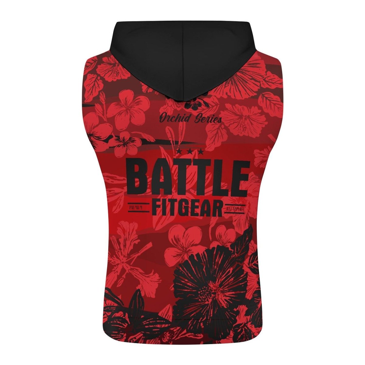 Orchid Series Floral Red Heart Pattern Sleeveless Pullover & Zip Hoodie - BattleFitGear