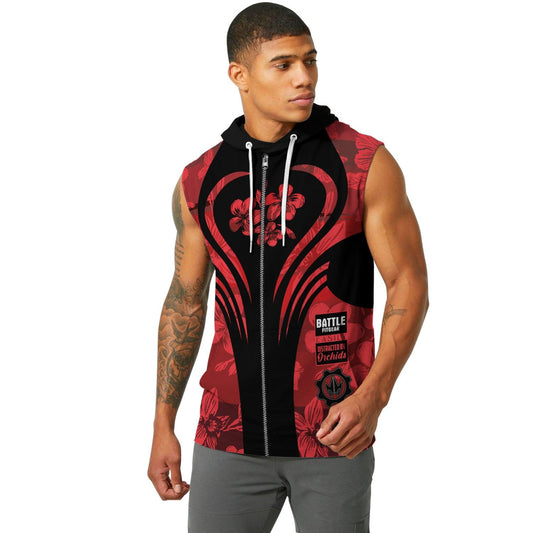 Orchid Series Floral Red Heart Pattern Sleeveless Pullover & Zip Hoodie