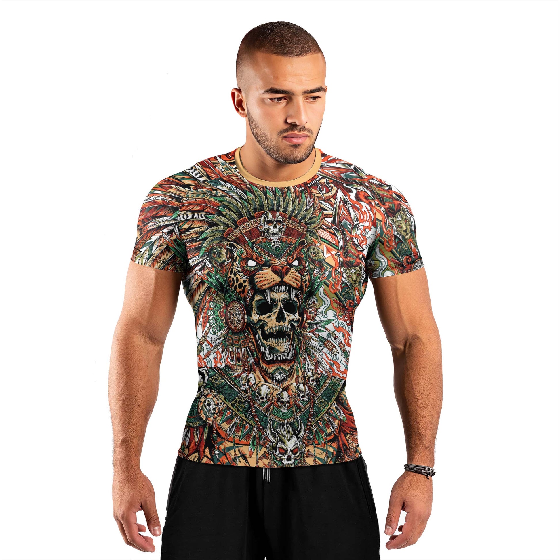 Tezcatlipoca God Men's Short Sleeve Rash Guard