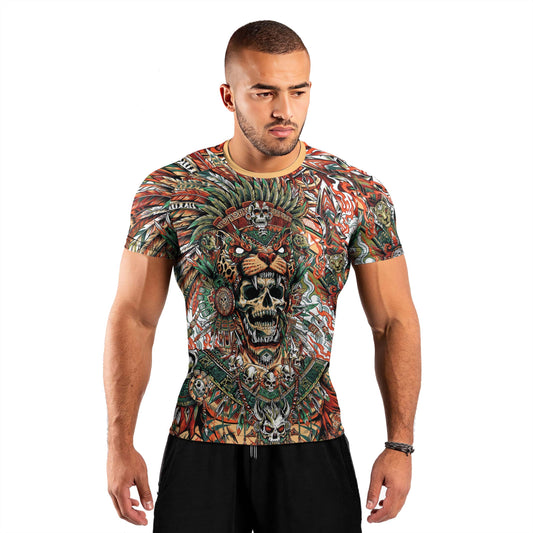 Tezcatlipoca God Men's Short Sleeve Rash Guard