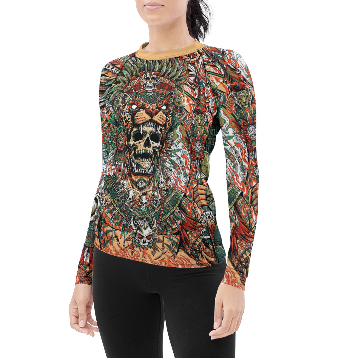Tezcatlipoca God Women's Long Sleeve Rash Guard