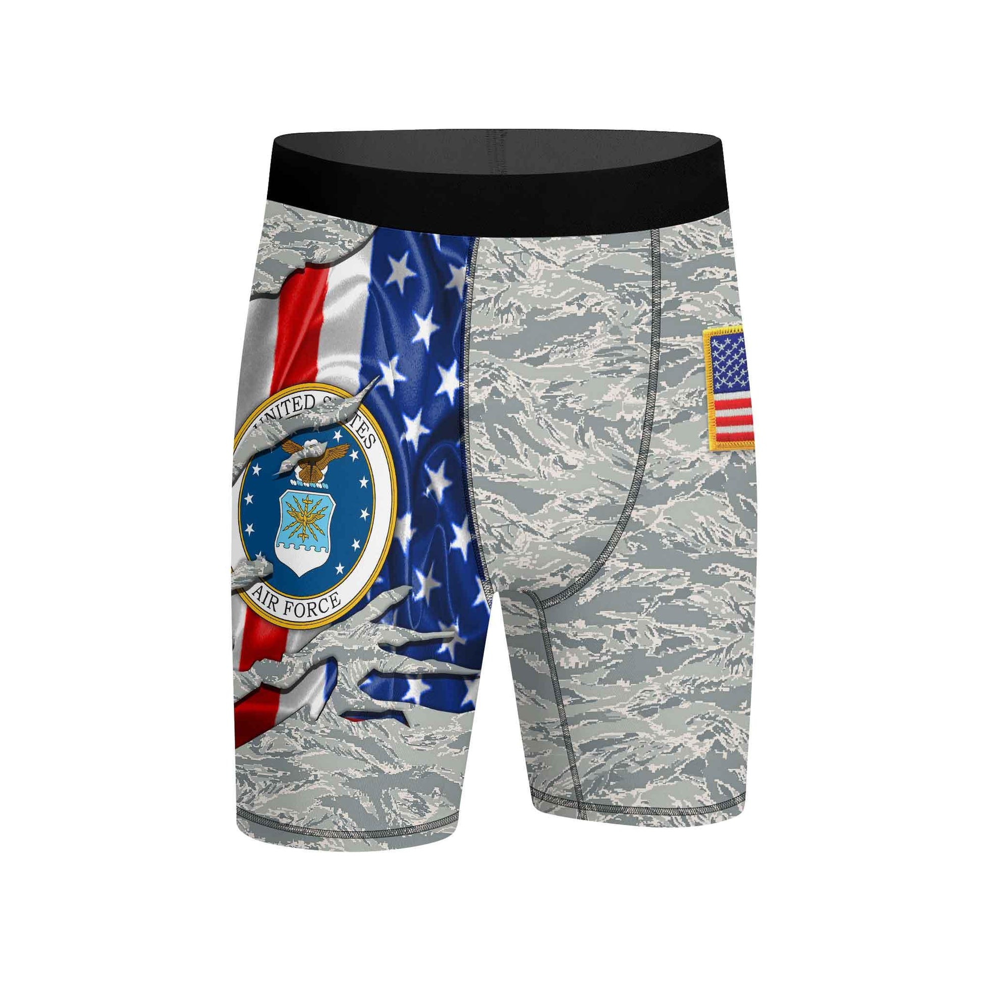 US Air Force American Flag Camo Compression Shorts