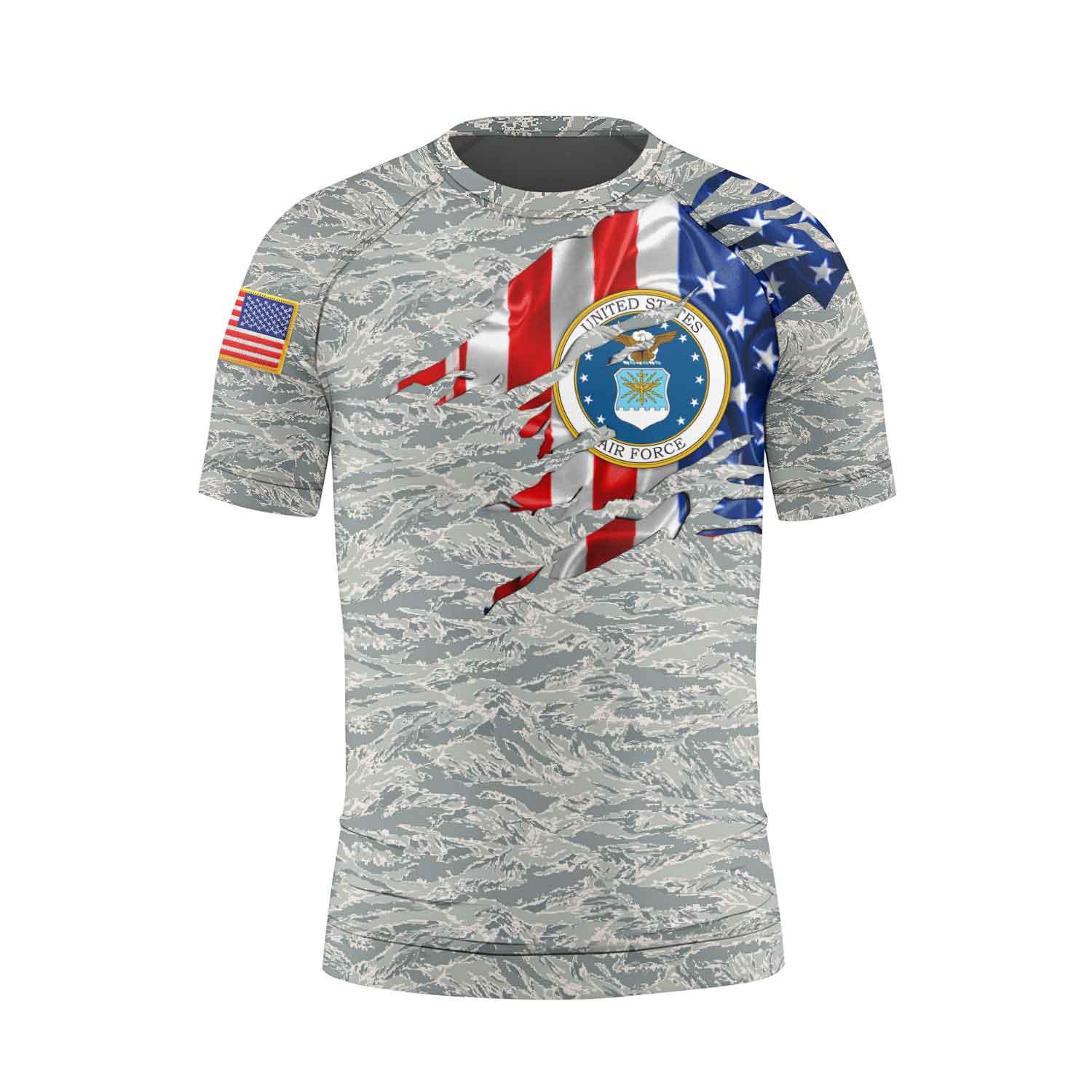 US Air Force American Flag Camo Kids Rash Guard