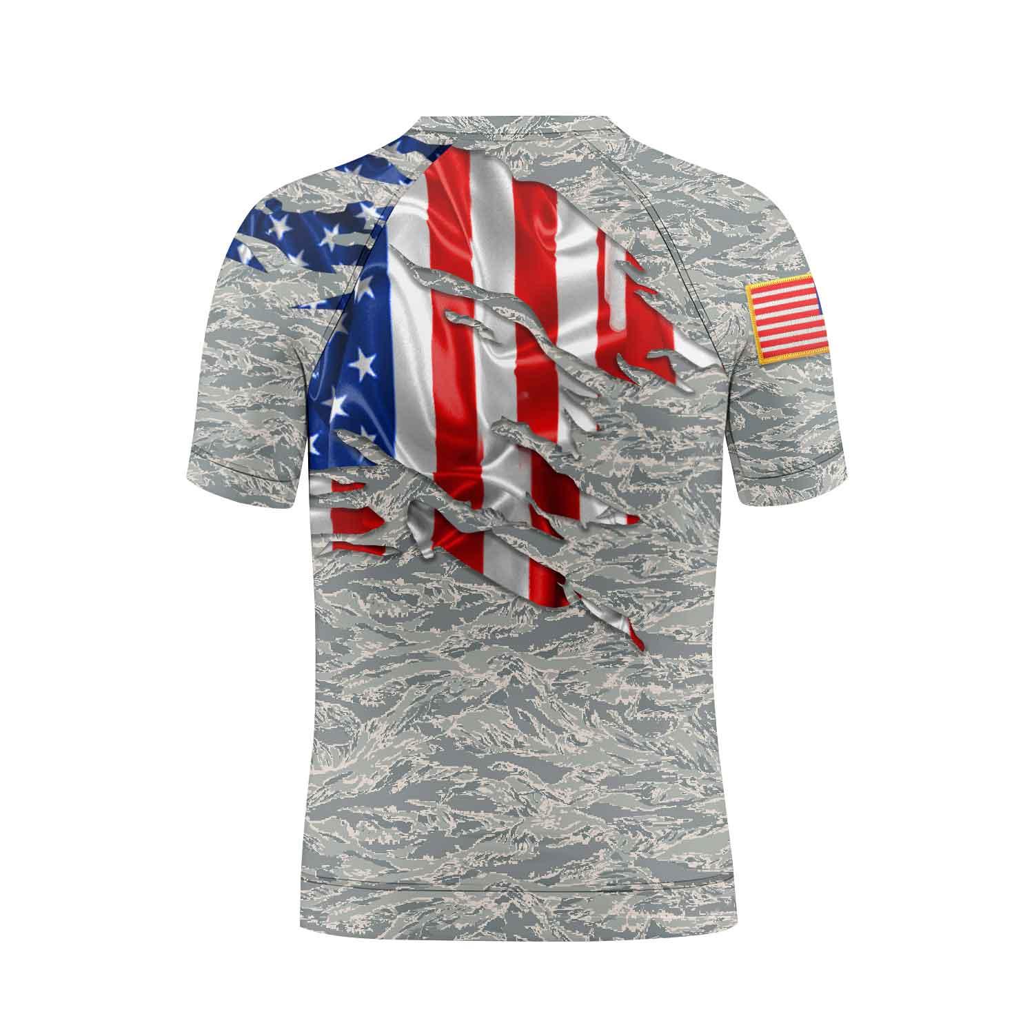 US Air Force American Flag Camo Kids Rash Guard