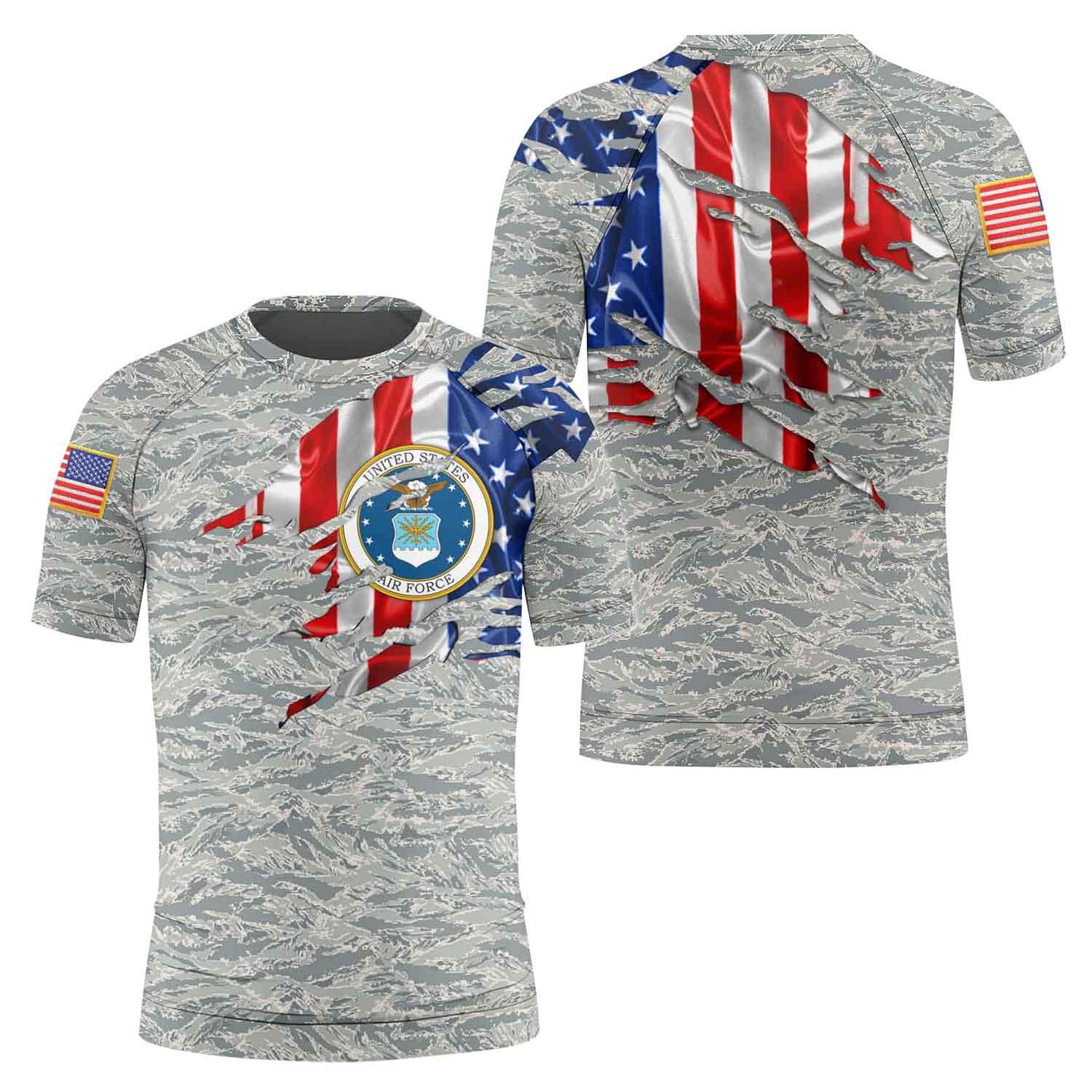 US Air Force American Flag Camo Kids Rash Guard