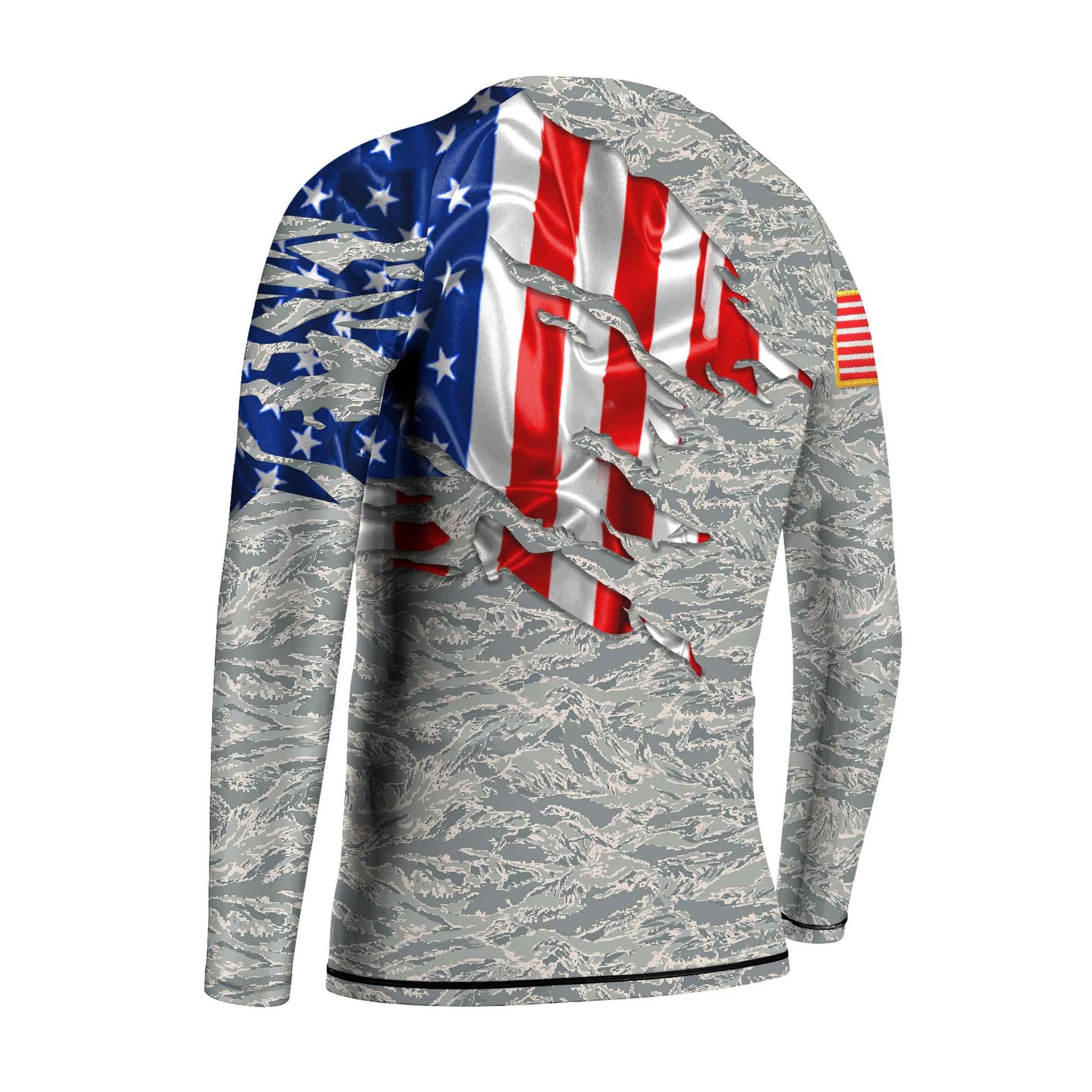 US Air Force American Flag Camo Kids Rash Guard